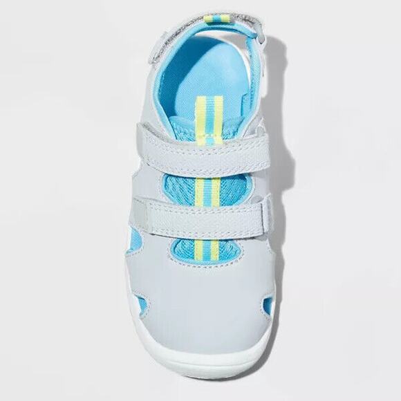 Cat & Jack Hank Boys Gray Sandals Medium Hook Loop Ankle Straps Size 2 - Picture 3 of 4